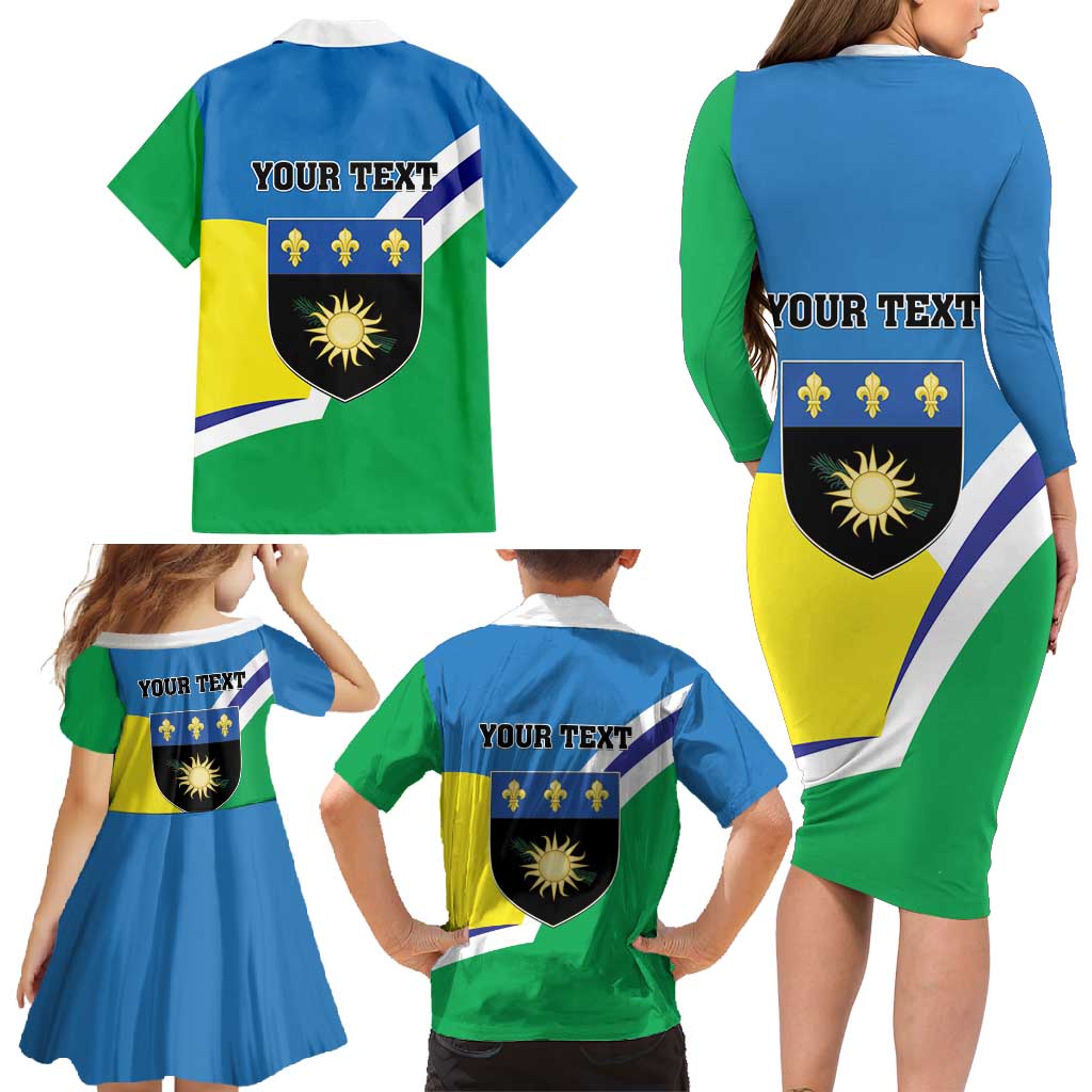 Personalised Guadeloupe Family Matching Long Sleeve Bodycon Dress and Hawaiian Shirt Gwadloup Simple Style