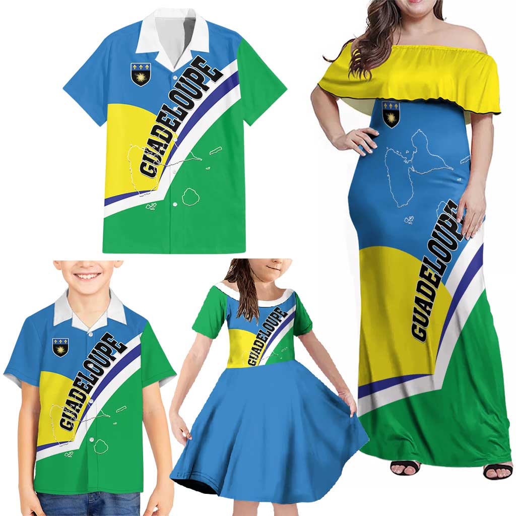 Personalised Guadeloupe Family Matching Off Shoulder Maxi Dress and Hawaiian Shirt Gwadloup Simple Style