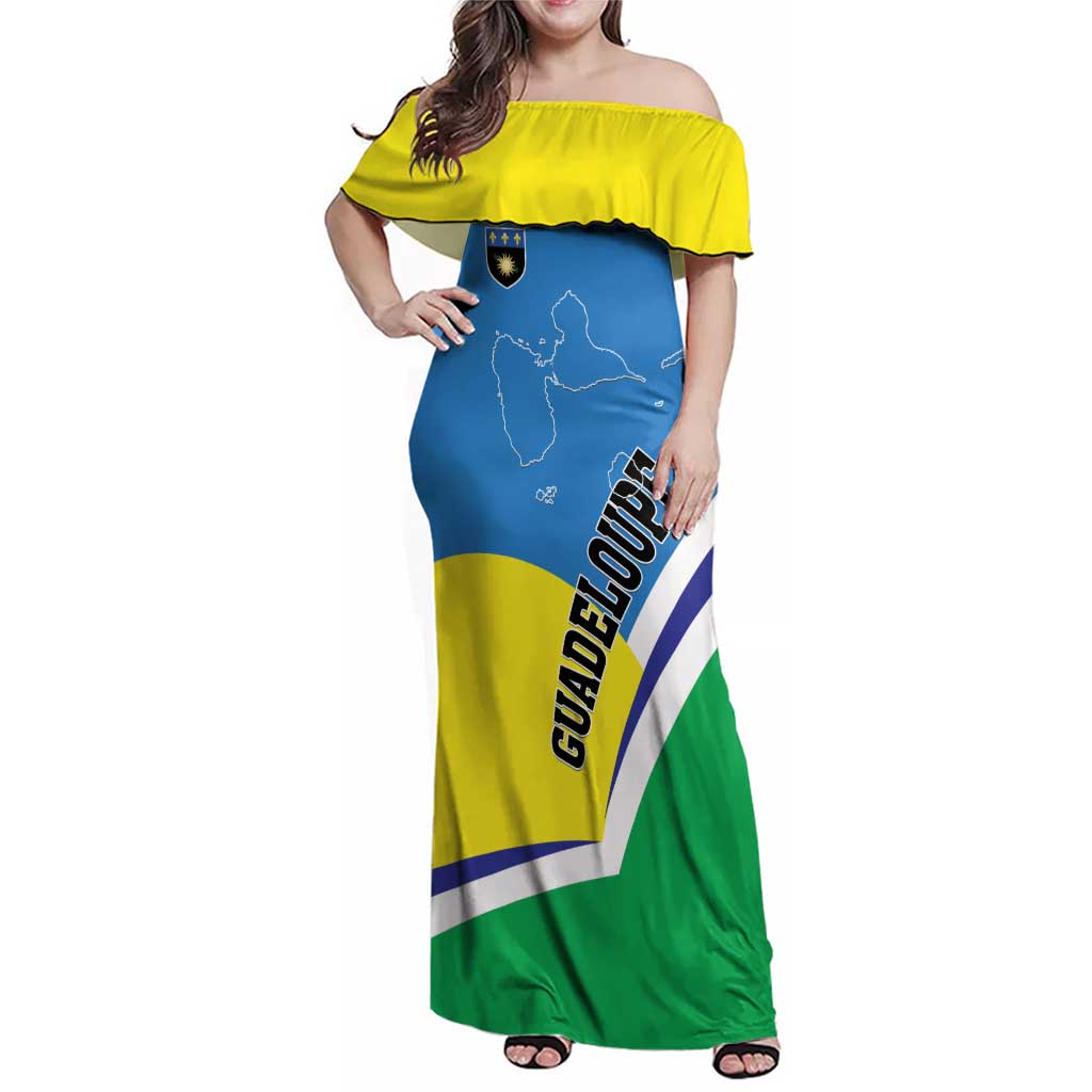 Personalised Guadeloupe Family Matching Off Shoulder Maxi Dress and Hawaiian Shirt Gwadloup Simple Style