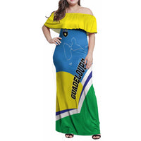 Personalised Guadeloupe Family Matching Off Shoulder Maxi Dress and Hawaiian Shirt Gwadloup Simple Style