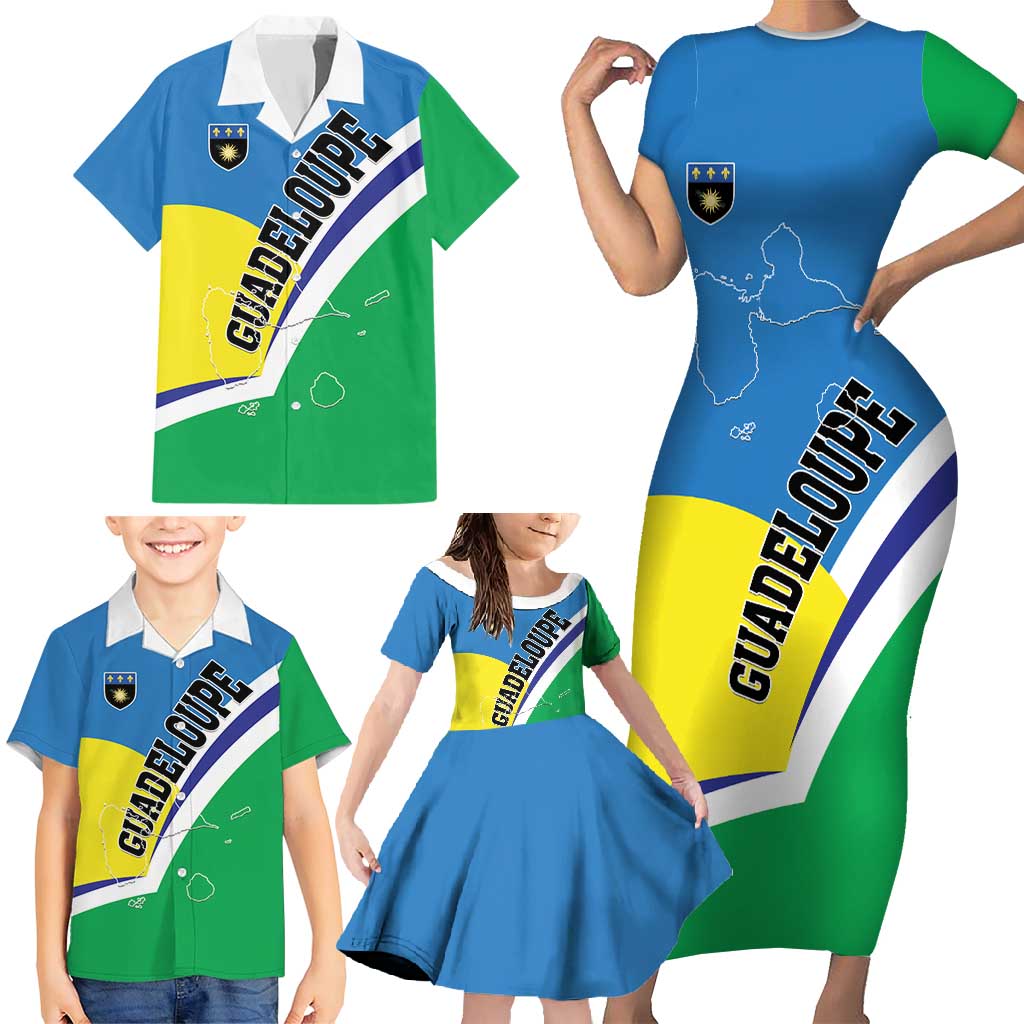 Personalised Guadeloupe Family Matching Short Sleeve Bodycon Dress and Hawaiian Shirt Gwadloup Simple Style