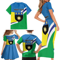 Personalised Guadeloupe Family Matching Short Sleeve Bodycon Dress and Hawaiian Shirt Gwadloup Simple Style