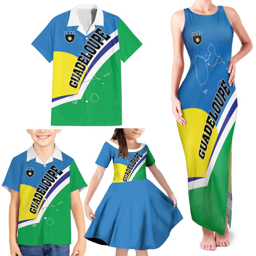 Personalised Guadeloupe Family Matching Tank Maxi Dress and Hawaiian Shirt Gwadloup Simple Style