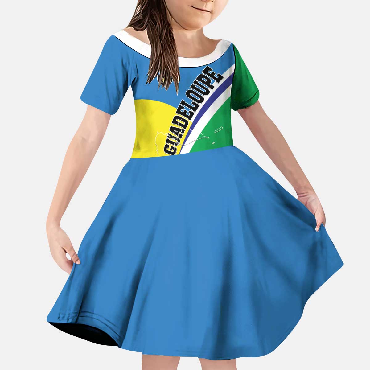 Personalised Guadeloupe Kid Short Sleeve Dress Gwadloup Simple Style