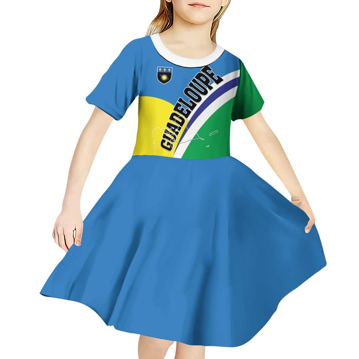 Personalised Guadeloupe Kid Short Sleeve Dress Gwadloup Simple Style