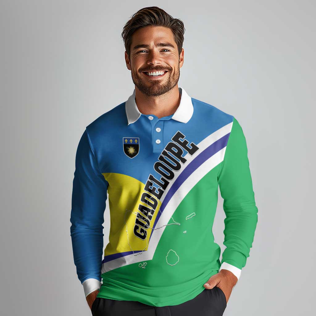 Personalised Guadeloupe Long Sleeve Polo Shirt Gwadloup Simple Style