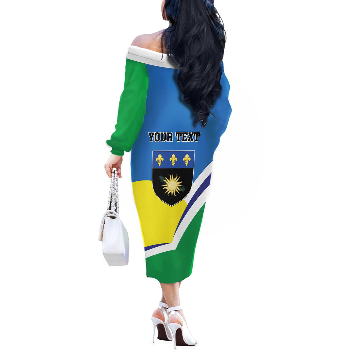 Personalised Guadeloupe Off The Shoulder Long Sleeve Dress Gwadloup Simple Style