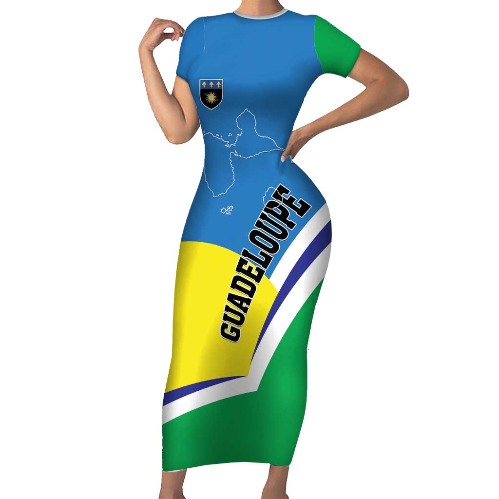 Personalised Guadeloupe Short Sleeve Bodycon Dress Gwadloup Simple Style