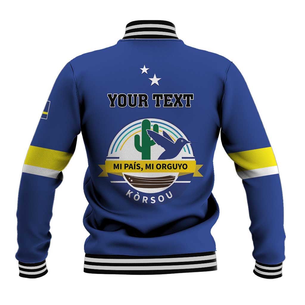 Personalised Curacao Baseball Jacket Pais Korsou Coat of Arms
