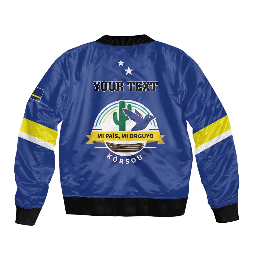 Personalised Curacao Bomber Jacket Pais Korsou Coat of Arms