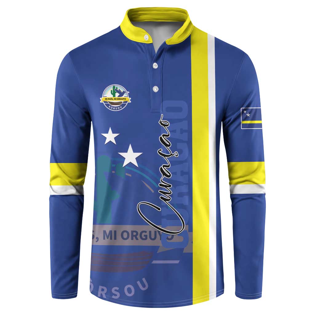 Personalised Curacao Button Sweatshirt Pais Korsou Coat of Arms