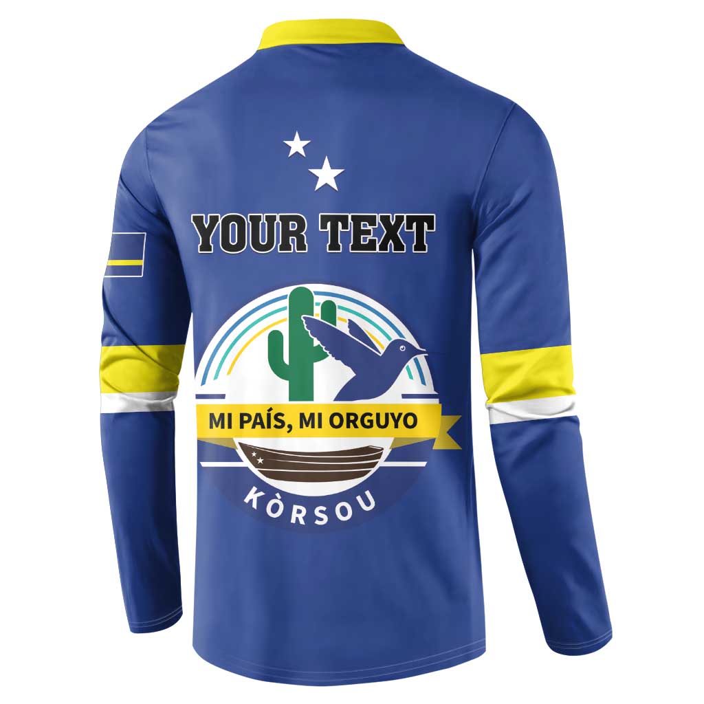 Personalised Curacao Button Sweatshirt Pais Korsou Coat of Arms