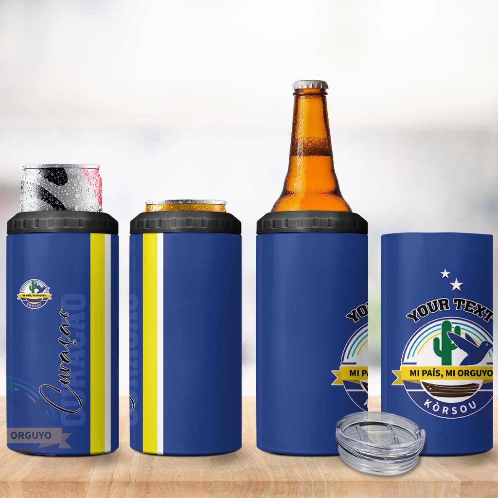 Personalised Curacao 4 in 1 Can Cooler Tumbler Pais Korsou Coat of Arms