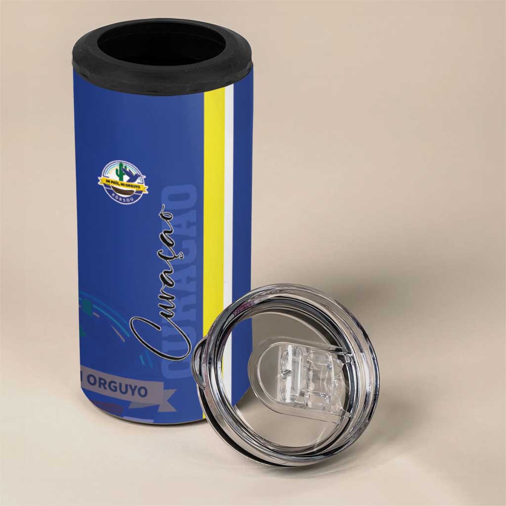 Personalised Curacao 4 in 1 Can Cooler Tumbler Pais Korsou Coat of Arms