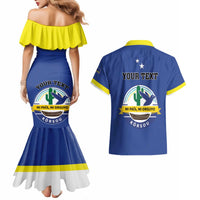 Personalised Curacao Couples Matching Mermaid Dress and Hawaiian Shirt Pais Korsou Coat of Arms