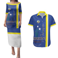 Personalised Curacao Couples Matching Puletasi and Hawaiian Shirt Pais Korsou Coat of Arms