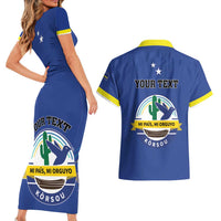 Personalised Curacao Couples Matching Short Sleeve Bodycon Dress and Hawaiian Shirt Pais Korsou Coat of Arms