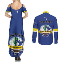 Personalised Curacao Couples Matching Summer Maxi Dress and Long Sleeve Button Shirt Pais Korsou Coat of Arms