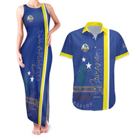 Personalised Curacao Couples Matching Tank Maxi Dress and Hawaiian Shirt Pais Korsou Coat of Arms