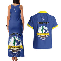 Personalised Curacao Couples Matching Tank Maxi Dress and Hawaiian Shirt Pais Korsou Coat of Arms