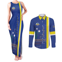Personalised Curacao Couples Matching Tank Maxi Dress and Long Sleeve Button Shirt Pais Korsou Coat of Arms