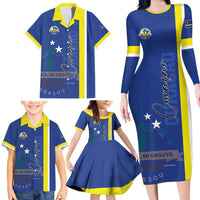 Personalised Curacao Family Matching Long Sleeve Bodycon Dress and Hawaiian Shirt Pais Korsou Coat of Arms