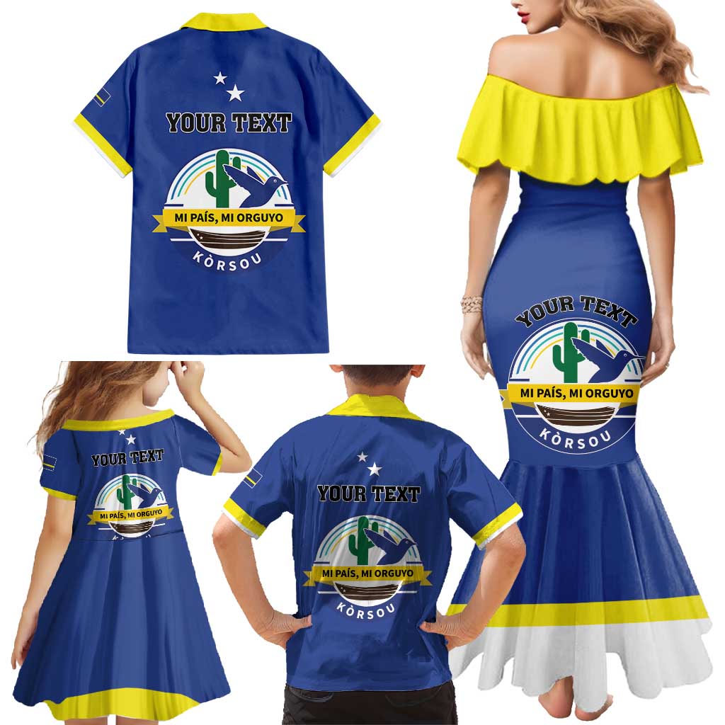 Personalised Curacao Family Matching Mermaid Dress and Hawaiian Shirt Pais Korsou Coat of Arms