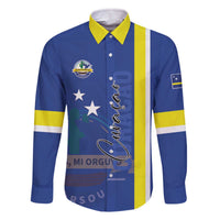 Personalised Curacao Family Matching Off The Shoulder Long Sleeve Dress and Hawaiian Shirt Pais Korsou Coat of Arms