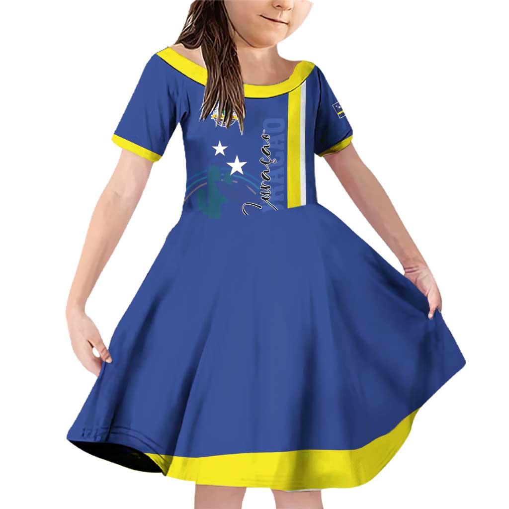 Personalised Curacao Family Matching Off Shoulder Short Dress and Hawaiian Shirt Pais Korsou Coat of Arms