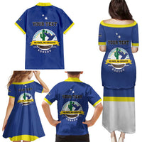 Personalised Curacao Family Matching Puletasi and Hawaiian Shirt Pais Korsou Coat of Arms