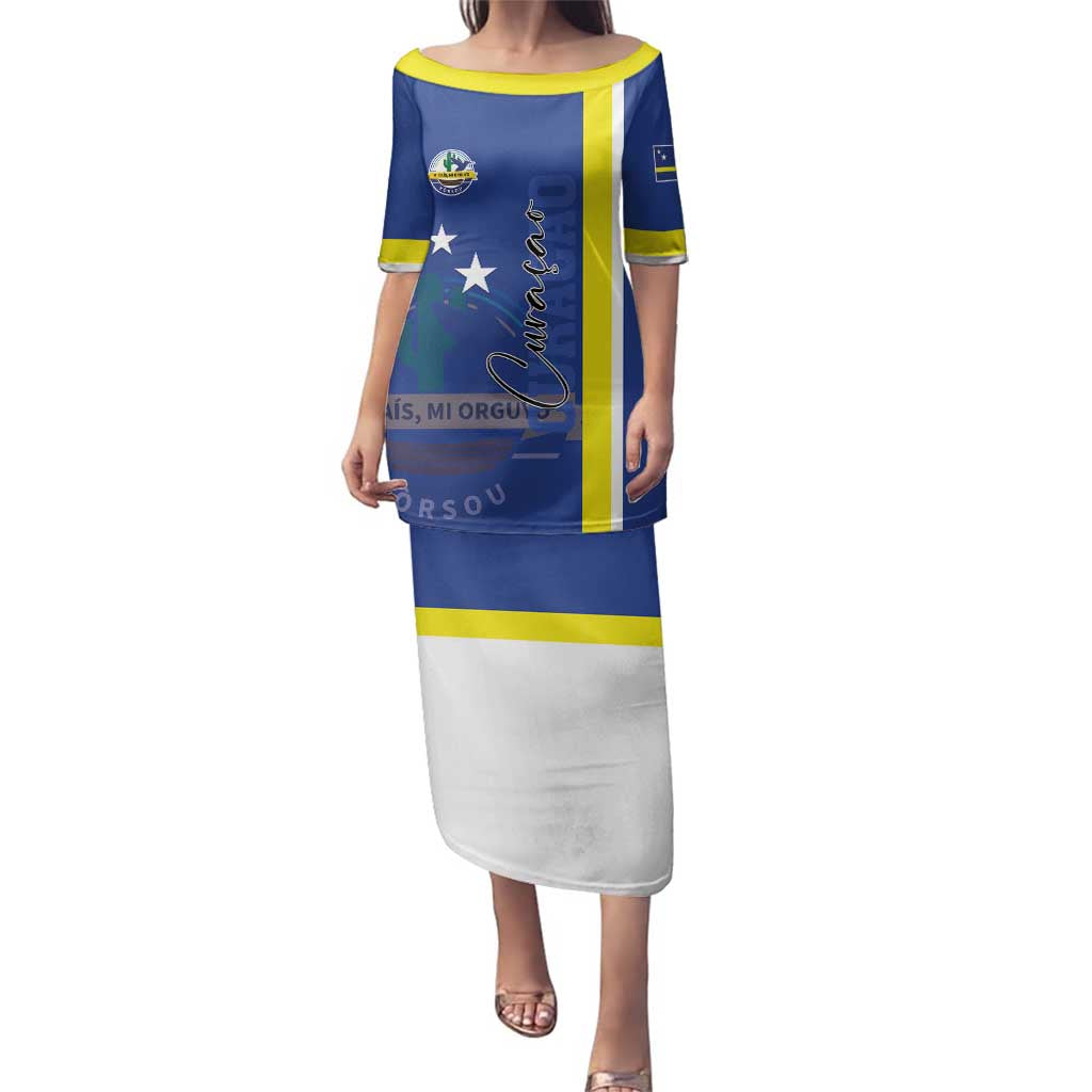 Personalised Curacao Family Matching Puletasi and Hawaiian Shirt Pais Korsou Coat of Arms