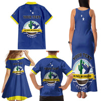 Personalised Curacao Family Matching Tank Maxi Dress and Hawaiian Shirt Pais Korsou Coat of Arms