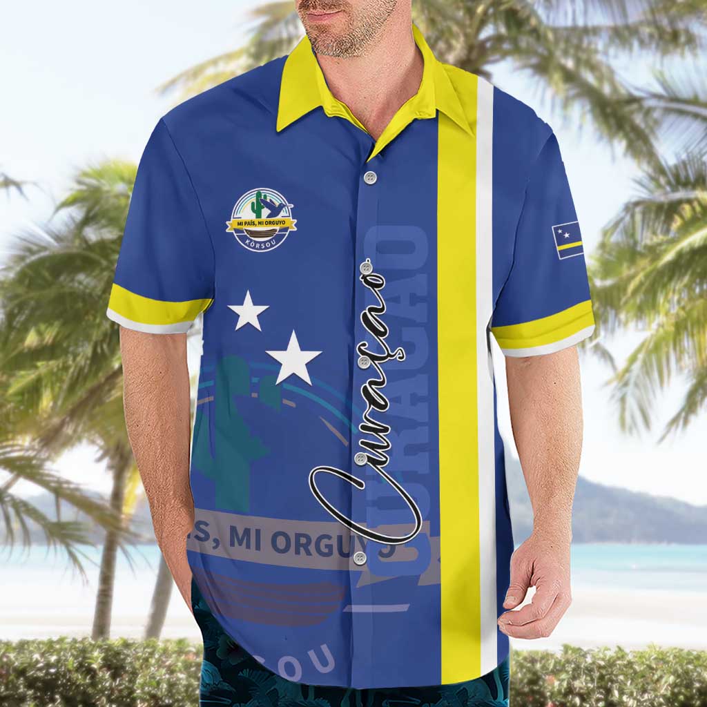 Personalised Curacao Hawaiian Shirt Pais Korsou Coat of Arms
