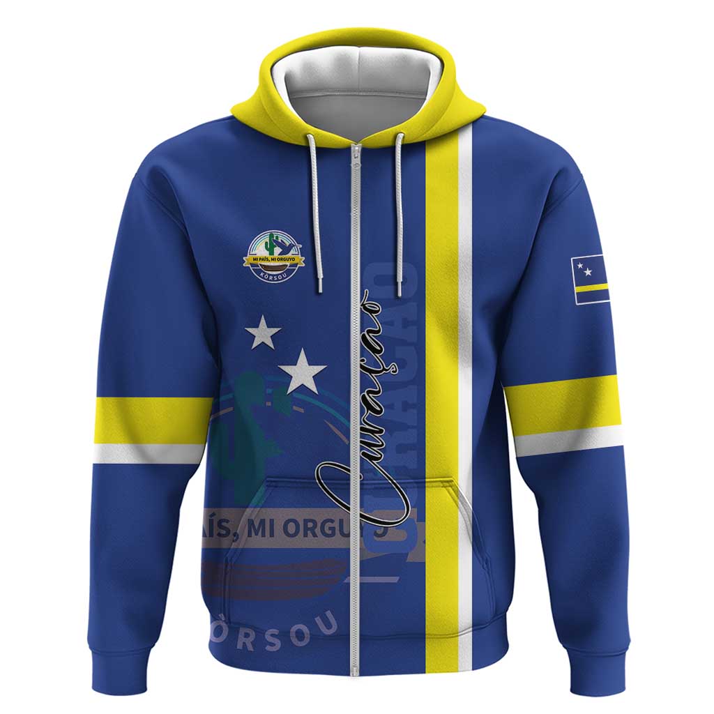 Personalised Curacao Hoodie Pais Korsou Coat of Arms