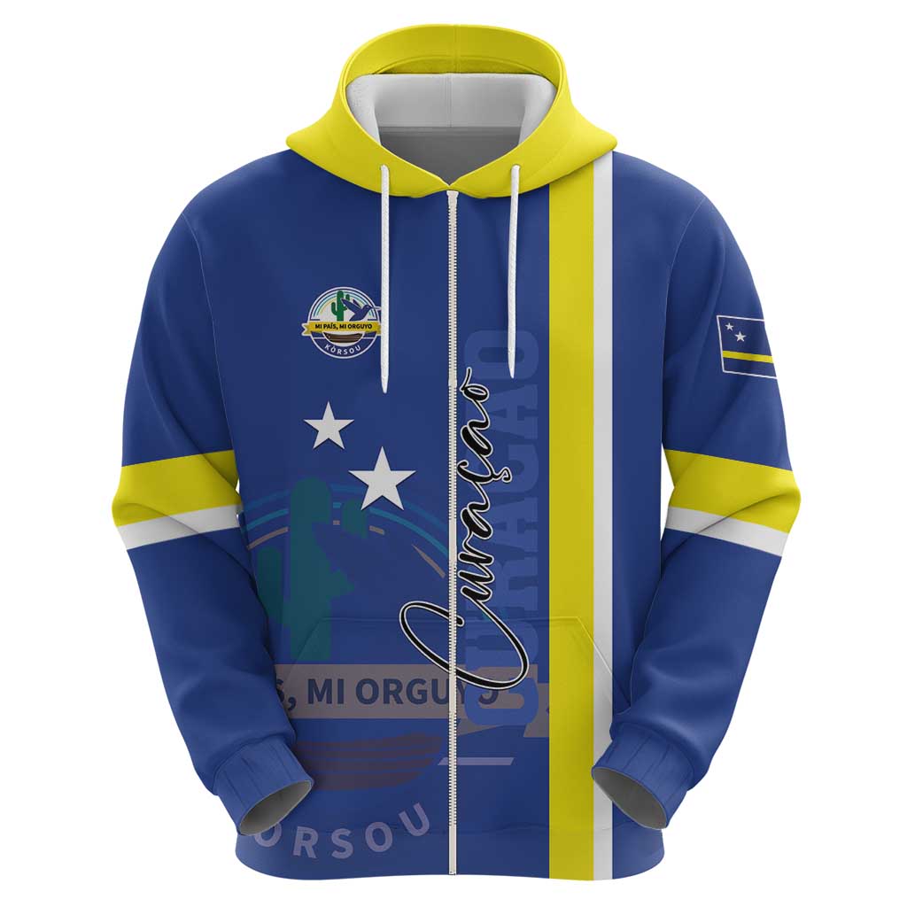 Personalised Curacao Hoodie Pais Korsou Coat of Arms