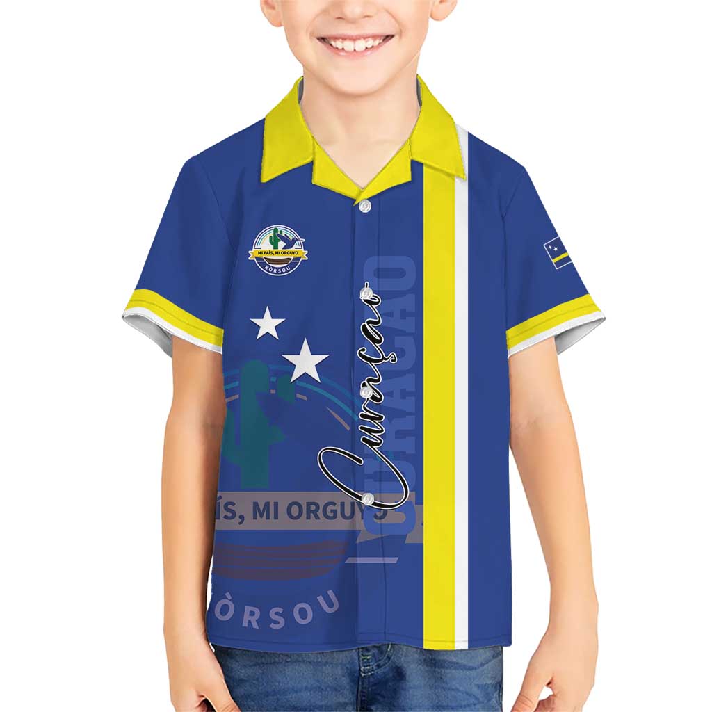 Personalised Curacao Kid Hawaiian Shirt Pais Korsou Coat of Arms