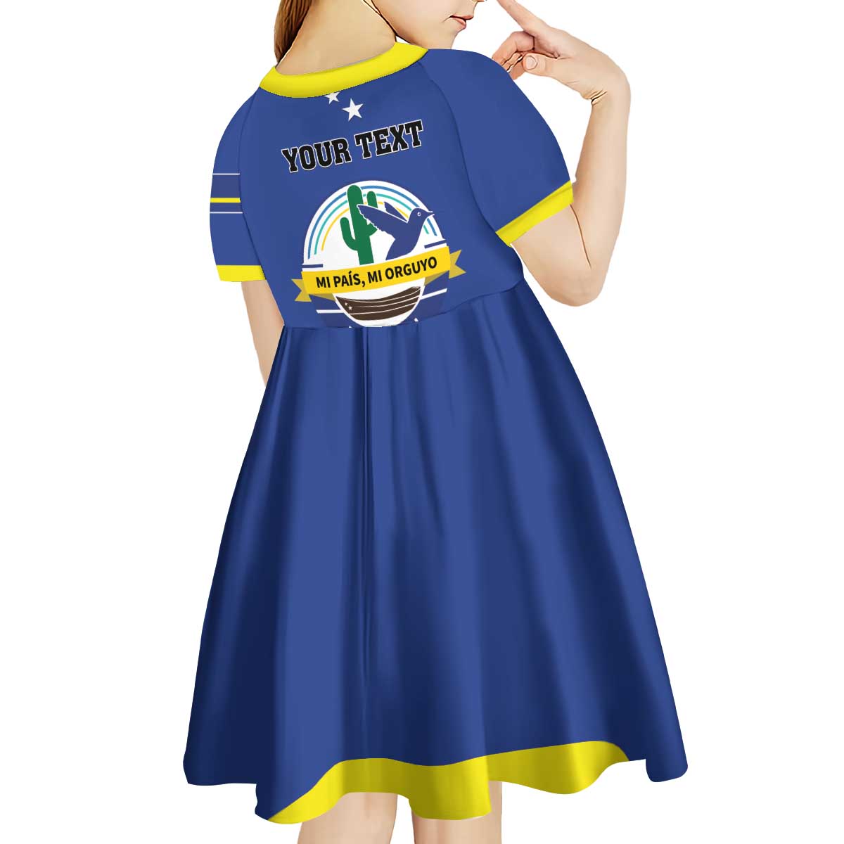 Personalised Curacao Kid Short Sleeve Dress Pais Korsou Coat of Arms