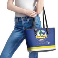 Curacao Leather Tote Bag Pais Korsou Coat of Arms