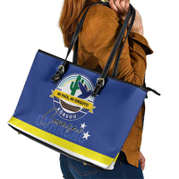 Curacao Leather Tote Bag Pais Korsou Coat of Arms