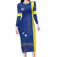 Personalised Curacao Long Sleeve Bodycon Dress Pais Korsou Coat of Arms