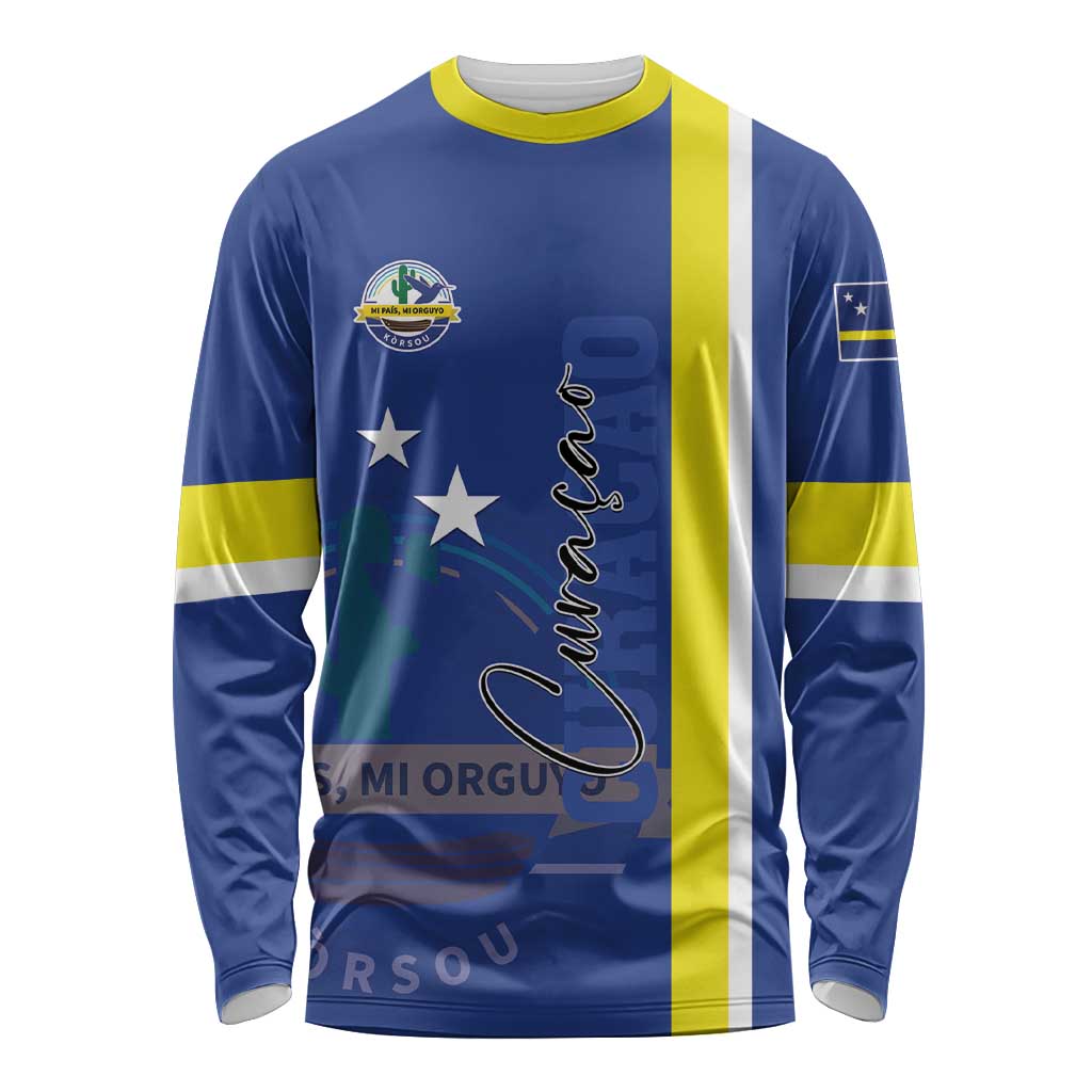 Personalised Curacao Long Sleeve Shirt Pais Korsou Coat of Arms