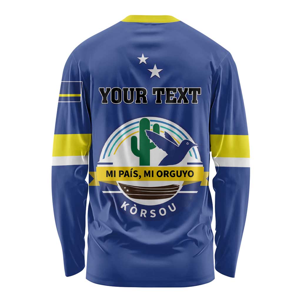 Personalised Curacao Long Sleeve Shirt Pais Korsou Coat of Arms