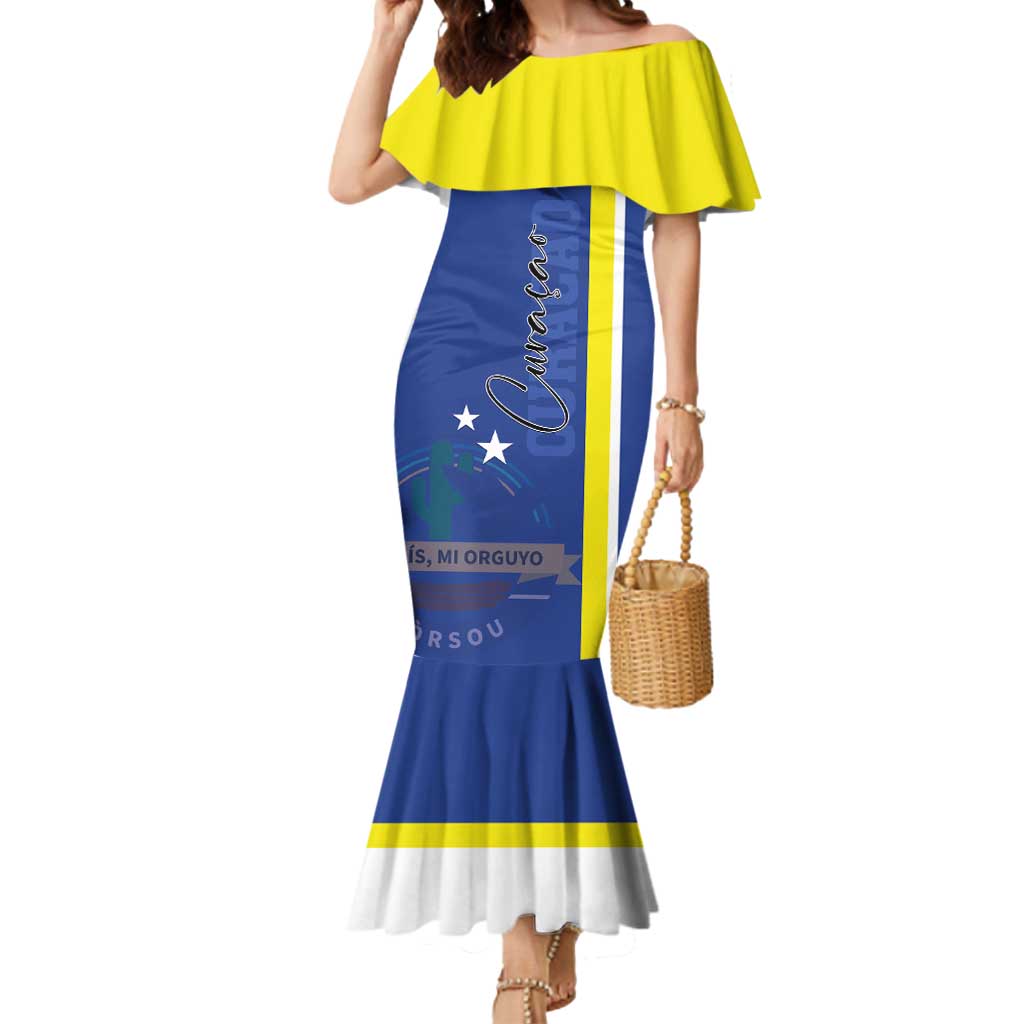Personalised Curacao Mermaid Dress Pais Korsou Coat of Arms