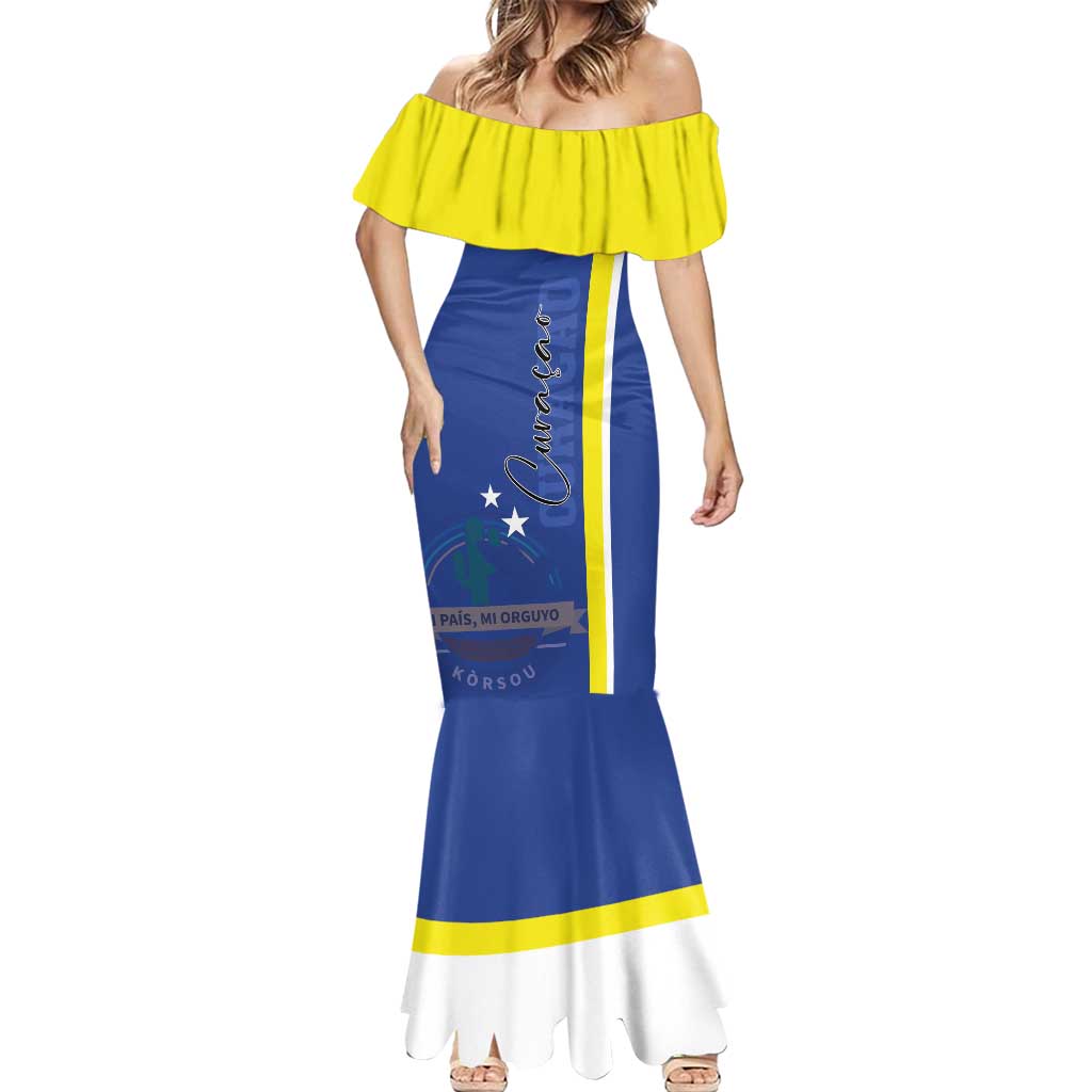 Personalised Curacao Mermaid Dress Pais Korsou Coat of Arms