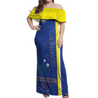 Personalised Curacao Off Shoulder Maxi Dress Pais Korsou Coat of Arms