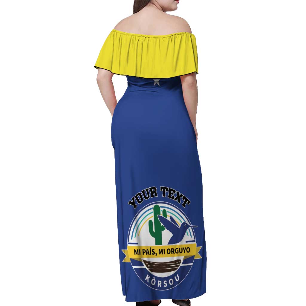 Personalised Curacao Off Shoulder Maxi Dress Pais Korsou Coat of Arms