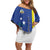 Personalised Curacao Off Shoulder Short Dress Pais Korsou Coat of Arms