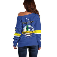 Personalised Curacao Off Shoulder Sweater Pais Korsou Coat of Arms