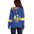 Personalised Curacao Off Shoulder Sweater Pais Korsou Coat of Arms