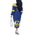 Personalised Curacao Off The Shoulder Long Sleeve Dress Pais Korsou Coat of Arms